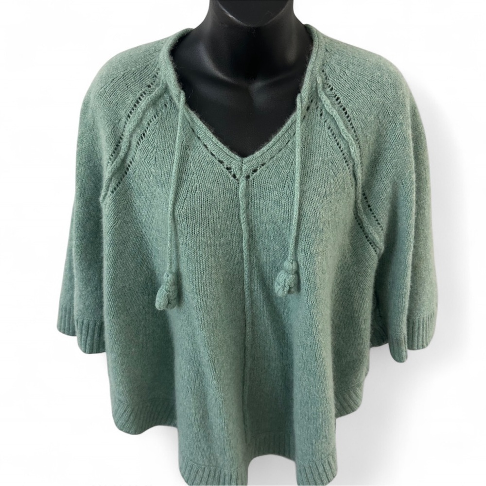 Green cashmere Knit‎ Poncho Sweater